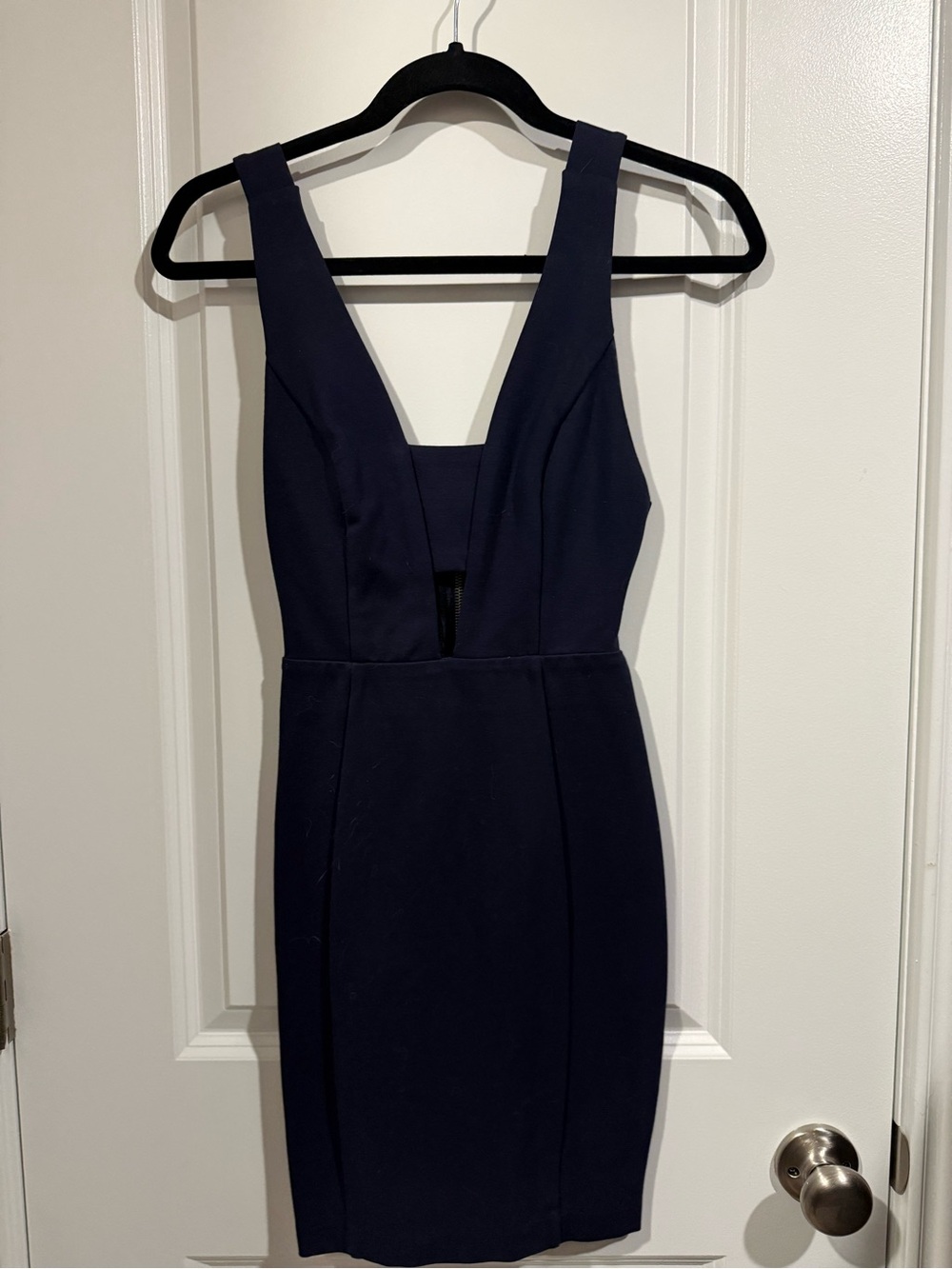 ASTR Classic Navy Plunge Sheath Dress